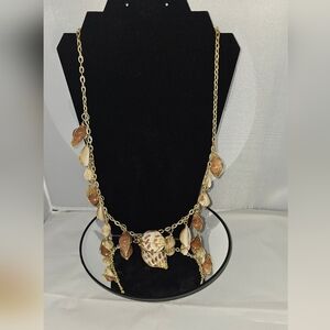 Vintage Gold and Brown Shell Necklace